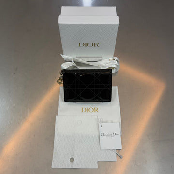 Dior Lady Flap Patent Cannage Card Holder 155166333