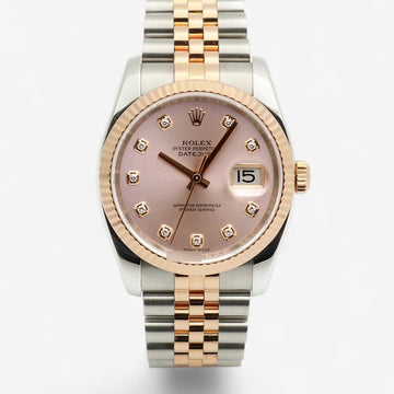 Rolex Datejust 36 Original Diamond Rose Dial Men's Pink Gold Combo Watch 2006 155180099