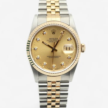 ROLEX デイトジャスト 36 アフターダイヤ シャンパンゴールド盤 男性用コンビ時計 1997年製 155180100