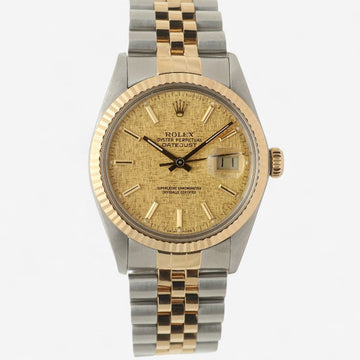 ROLEX Datejust 36 Bokasi Gold Zifferblatt Vintage Herren Kombi Uhr 1987 155180102
