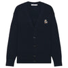 Maison Kitsune Dressed Fox Patch Wool Cardigan Navy KM00504KT1036 P480 48384840 [P]