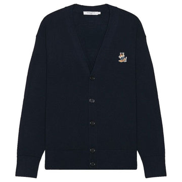 Maison Kitsune Dressed Fox Patch Wool Cardigan Navy KM00504KT1036 P480 48384840