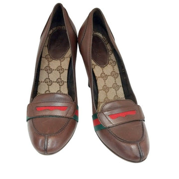 GUCCI ブラウンレザーのシンプルなパンプス 154499 155181185