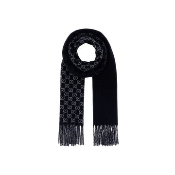 Gucci 26SS GG Jacquard Two-Tone Wool Scarf Navy Gray 852038 4GAKX 4063 155183507