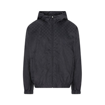 GUCCI Hooded Jacke aus Nylon mit Logo-Muster 26SS Navy 860948 ZASZD 4440 155183513