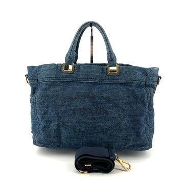 PRADA デニムカナパトートバッグ兼ショルダーバッグ 155216903