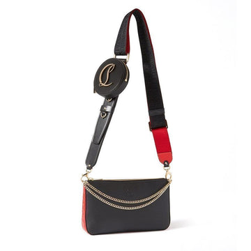 Christian Louboutin Rubila Chain Embellished Leather Shoulder Bag Black 3225067 B378 149791693