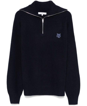 Maison Kitsune Bold Fox Head Patch Half Zip Rib Jumper 151060701