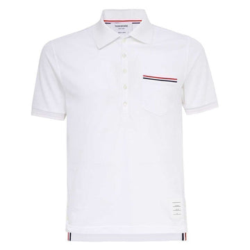 THOM BROWNE Polo-Shirt mit drei Streifen und Taschen Weiß MJP022A 01455 100 92552549