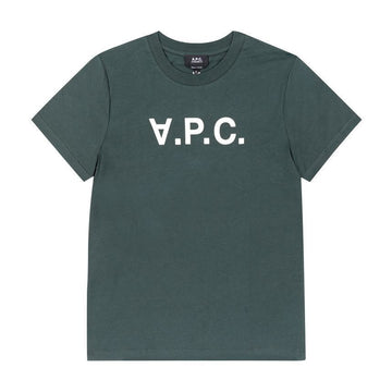 APC COHBM M26384 KMA VERT FONCE/BLANC ベルベット ロゴ スタンダード グランデ メンズ半袖Tシャツ レディース半袖Tシャツ 138210598