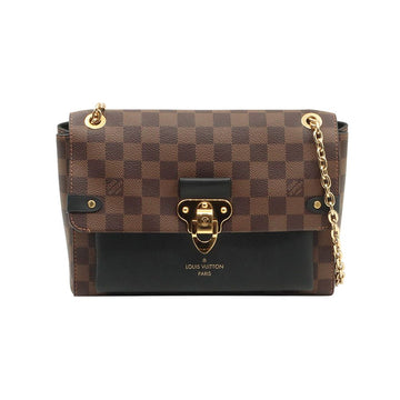 Louis Vuitton Damier Ebene Canvas Black Leather Chain PM Shoulder Bag (Embedded Chip) / N40108 155221248