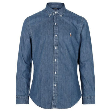 POLO RALPH LAUREN Denim Logo Stickerei Slim Fit Hemd 155221350