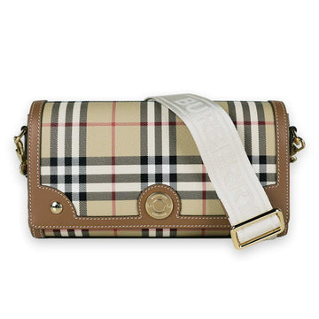 BURBERRY 女性用ヴィンテージチェックロゴフラックショルダーバッグ（ブラウン） 8092048 121644538