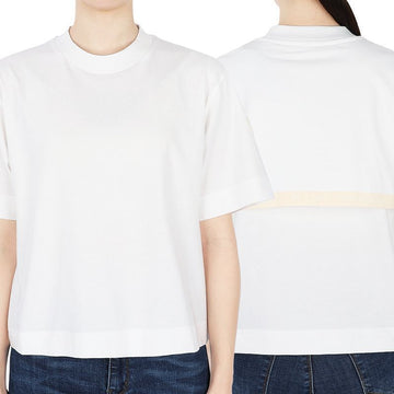 Moncler Women's Logo Patch Back Lettering Short Sleeve T-Shirt (Ivory) 8C00035 829HP 033 54634667