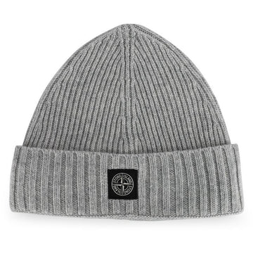 STONE ISLAND Wollstrickmütze mit Logo-Patch in Grau für Kinder 7916N03Z3 V0M64 57351589