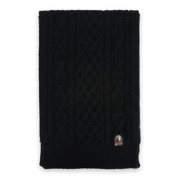 PARAJUMPERS ロゴパッチケーブルニットマフラー(ブラック) 541 61330146