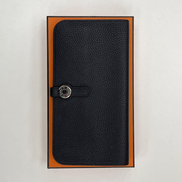 HERMES ドゴン レクト 長財布 ブラック シルバー 155222612