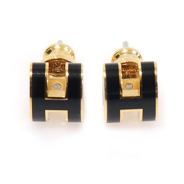 HERMES H608001F ブラックゴールドミニPOP H ポパッシュイヤリング 155222692