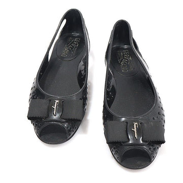 Salvatore Ferragamo Black PVC Bow Jelly Flats 5 155222753