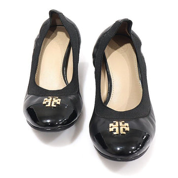 TORY BURCH 34779 ブラックラムスキンペイドントJOLIEブロックヒールパンプス女性靴5M 155222896