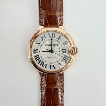 CARTIER バロンブルー ピンクゴールド 36mm ケース アリゲーター レザーバンド 時計 A234114 155224348