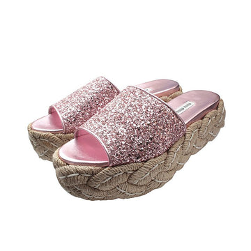 MIU MIU Rosa Glitzer Espadrille Sandalen 35 1/2 155231095