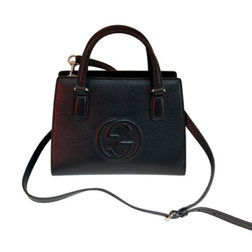 GUCCI Schwarze Leder Interlocking Marmont Soho Top Handle Kleine Umhängetasche 607722 155232147