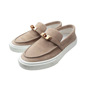 HERMES Etaupe Wildleder Rosegold Kelly Loafer 365 155234037