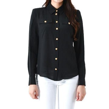 BALMAIN Seidenhemd Schwarz YF1HS050 SB66 0PA 147655585