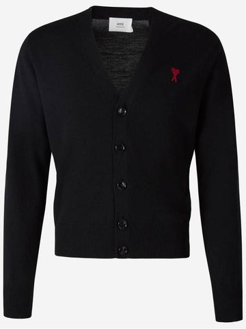 AMI Heart Logo Merino Wool Cardigan 133032691