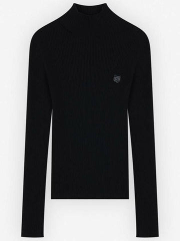 Maison Kitsune Tonal Fox Head Patch Fine Rib Turtle Neck 133043039