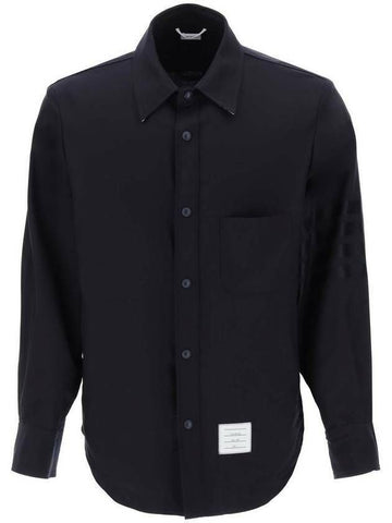 Thom Browne 4-Bar Stripe Plain Weaving Wool Snap Button Shirt Jacket MJO055A 06146 420 133045303