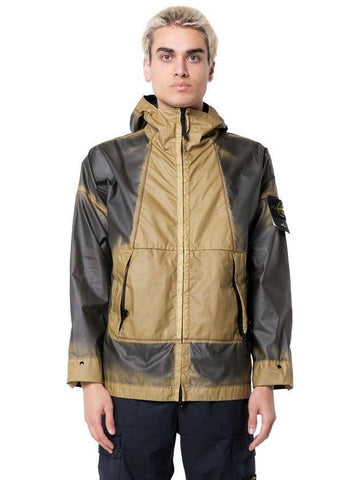 Stone Island Sprayed Mussola Gommata Hooded Jacket with Airbrush Effect 133074551