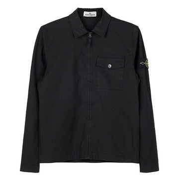 STONE ISLAND (10A/12A) KIDS 26SS ブラック ロゴパッチ ジップ アップ オーバー シャツ ジャケット 161200001 S0001 V0029 155265341