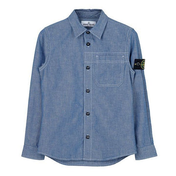 STONE ISLAND Denimhemd mit Logo-Patch für Kinder 155269756