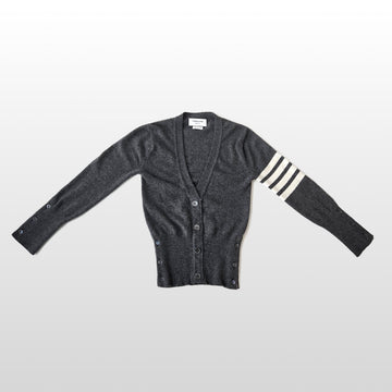 THOM BROWNE Grauer FKC001A Kaschmir 4-Bar Damen Cardigan Größe 44 155269902