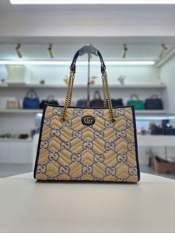 GUCCI ラフィアエフェクト マトラッセ トート兼ショルダーバッグ 675796 155270588
