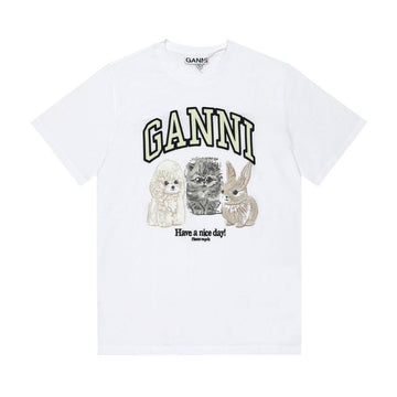 GANNI アニマルロゴプリント半袖Tシャツ 151 T4237 140027854