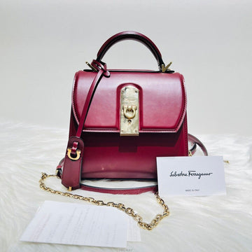SALVATORE FERRAGAMO 21 H647 カーフスキン ガンチーニ ミニ トップ ハンドル バッグ トートバッグ 155270932