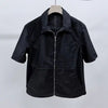 CHROME HEARTS ナイロンレザーパッチジップアップ半袖シャツ ブラック 155273346 [P]