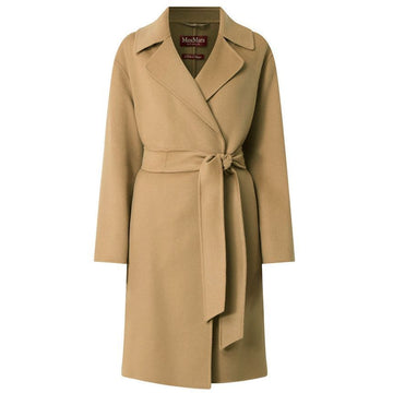 MaxMara Belted Wool Coat Camel 153212697
