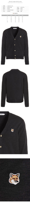 Maison Kitsune Fox Head Patch V-Neck Cardigan Charcoal Melange 144961459 [P]