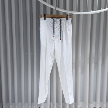 KITON ドローストリング ウール コットン リネン トレーニング パンツ ホワイト (32) 155287051