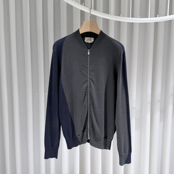 Hermes Cashmere Knit Zip-Up Gray Navy 155287117