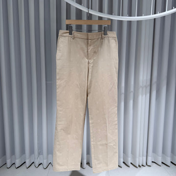 Louis Vuitton Leather Patch Cotton Chino Denim Pants Beige 52 155289490
