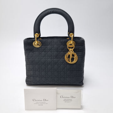 DIOR Lady Cannage Tote Bag Small (Vintage, Gold Tone Black) 603-40 155290636