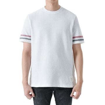 THOM BROWNE テクスチャー コットン ストライプ 半袖 Tシャツ 155290772