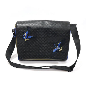 Giorgio Armani Black Eagle Pattern Embossed Leather Bird Patch Messenger Crossbody Bag GD53455AR 155301268