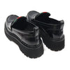 Gucci Black Shiny Calfskin WEB Platform Women's Loafers 38 155301446 [P]