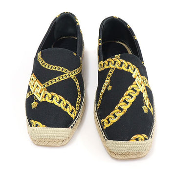 Versace Black Canvas Chain Print La Greca Espadrille Slip-On 41 155301475